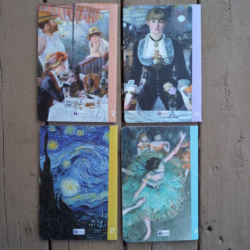 Set of 4 Impressionist Art notebooks