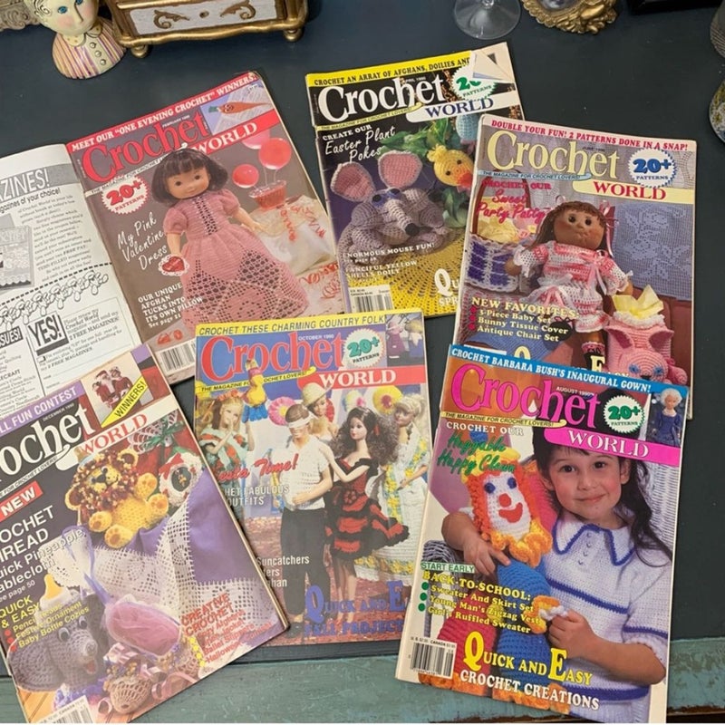 6 Crochet World Magazines from 1990