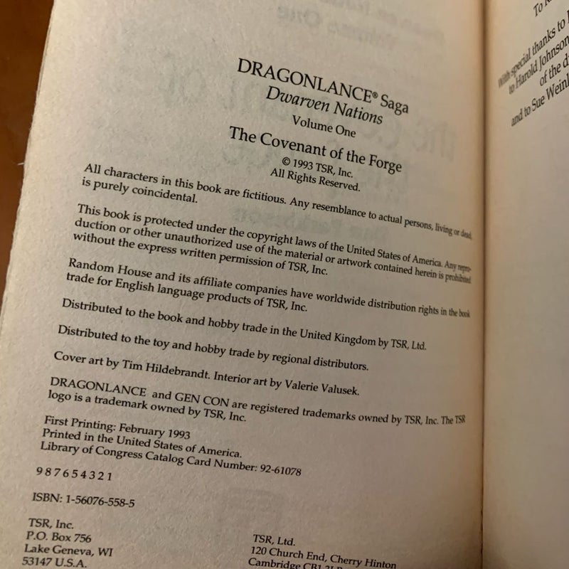 Vintage 1991 First Edition DragonLance: Complete Elven Nations & Dwarven Nations Trilogy Set: Firstborn, The Kinslayer Wars, The Qualinesti, The Covenant of the Forge, Hammer and Axe, The Swordsheath Scroll