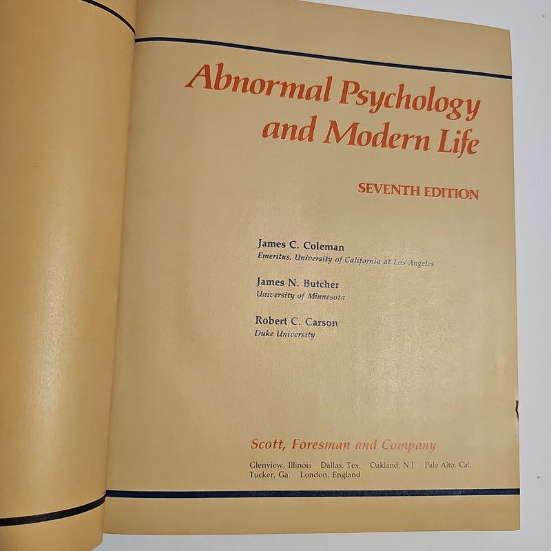 Abnormal Psychology and Modern Life