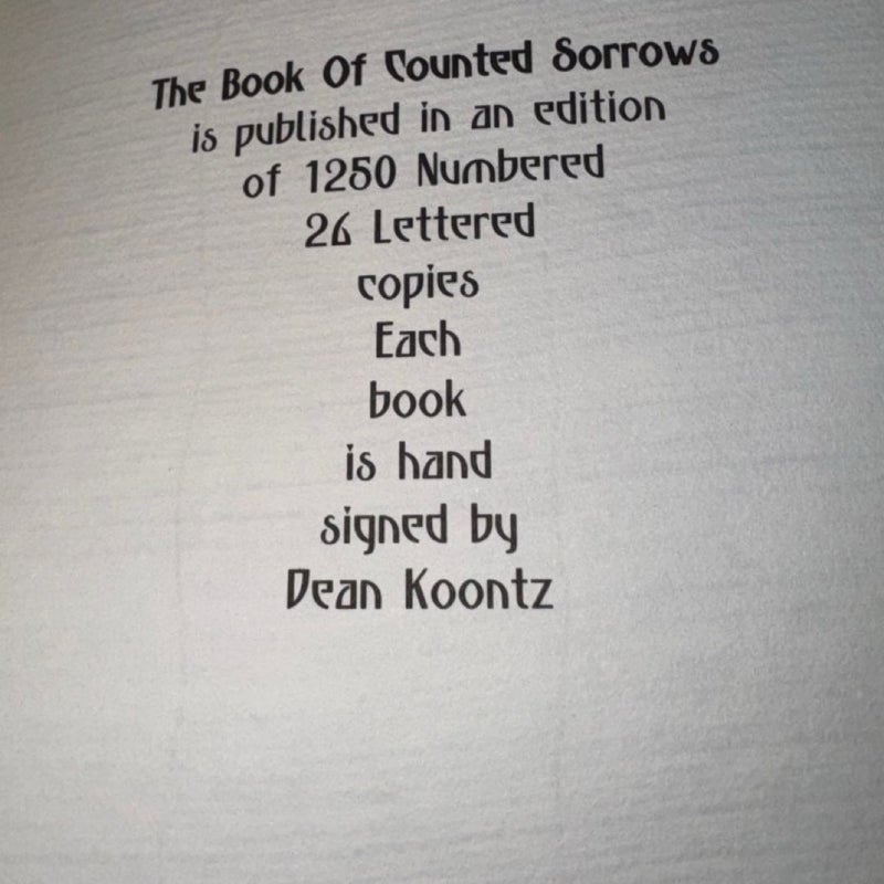 THE BOOK OF COUNTED SORROWS SIGNED LIMITED