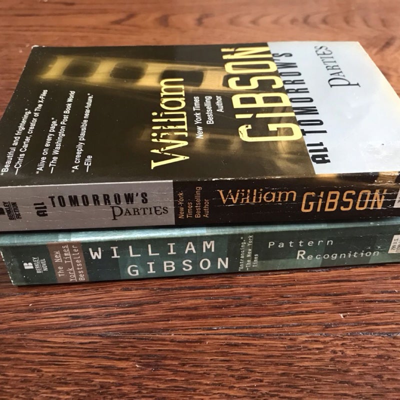 William Gibson Pattern Recognition + All Tomorrows Paries, VTG paperback, Sci-Fi, Lot of 2