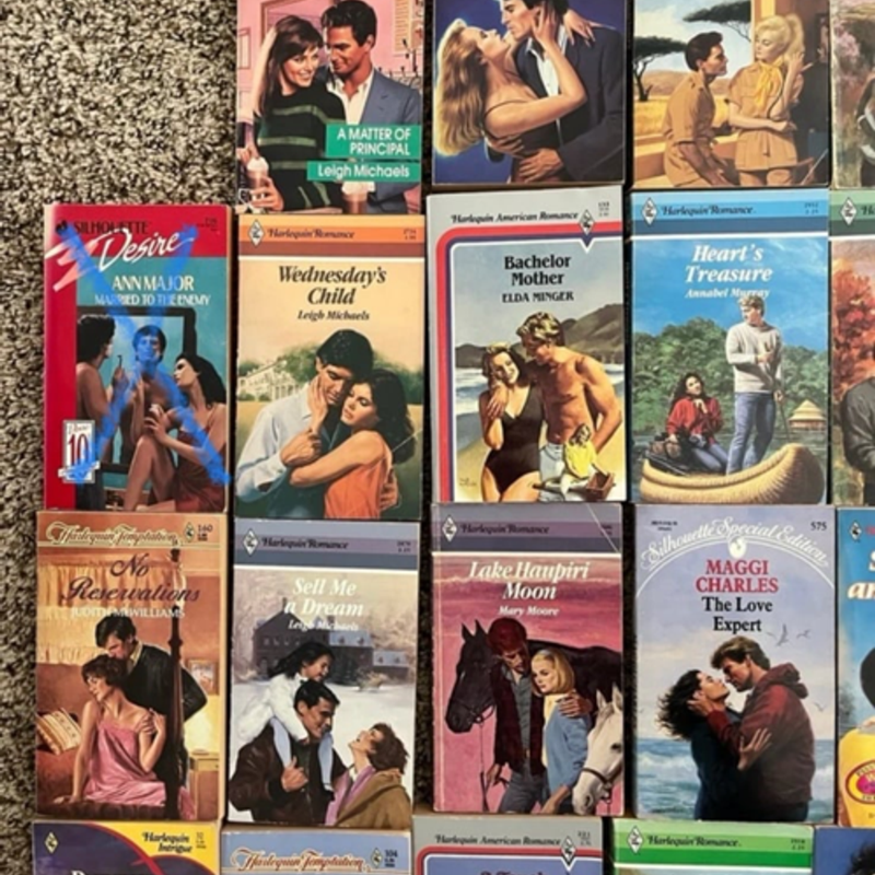 34 vintage harlequin books from the 1980’s and early 90’s