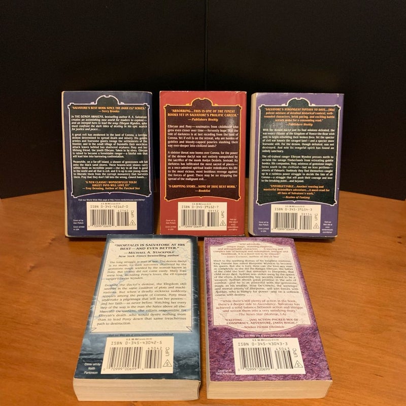 R. A. Salvatore Collection: 14 Books, Crimson Shadow Trilogy, DemonWars, more: Luthien’s Gamble, Sword of Bedwyr, The Dragon King, Echoes of the Fourth Magic, The Woods Out Back, The Dragon’s Dagger, Child of a Mad God, The Highwayman, The Ancient, The Demon Awakens, The Demon Spirit, The Demon Apostle, Mortalis, Ascendance