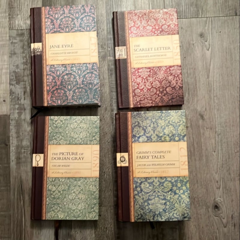 4 Classics -Jane Eyre, Scarlet Letter, Dorian Gray, and Grimm Fairy Tales