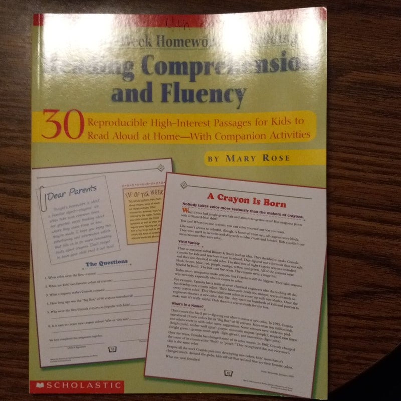 Week-By-Week Homework for Building Reading Comprehension and Fluency