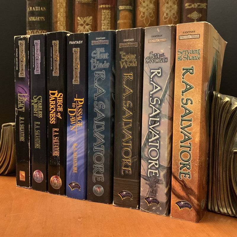 Legend of Drizzt Set, Complete Legacy of the Drow & Paths of Darkness: The Legacy, Starless Night, Siege of Darkness, Passage to Dawn, The Silent Blade, Spine of the World, Sea of Swords, Servant of the Shard 