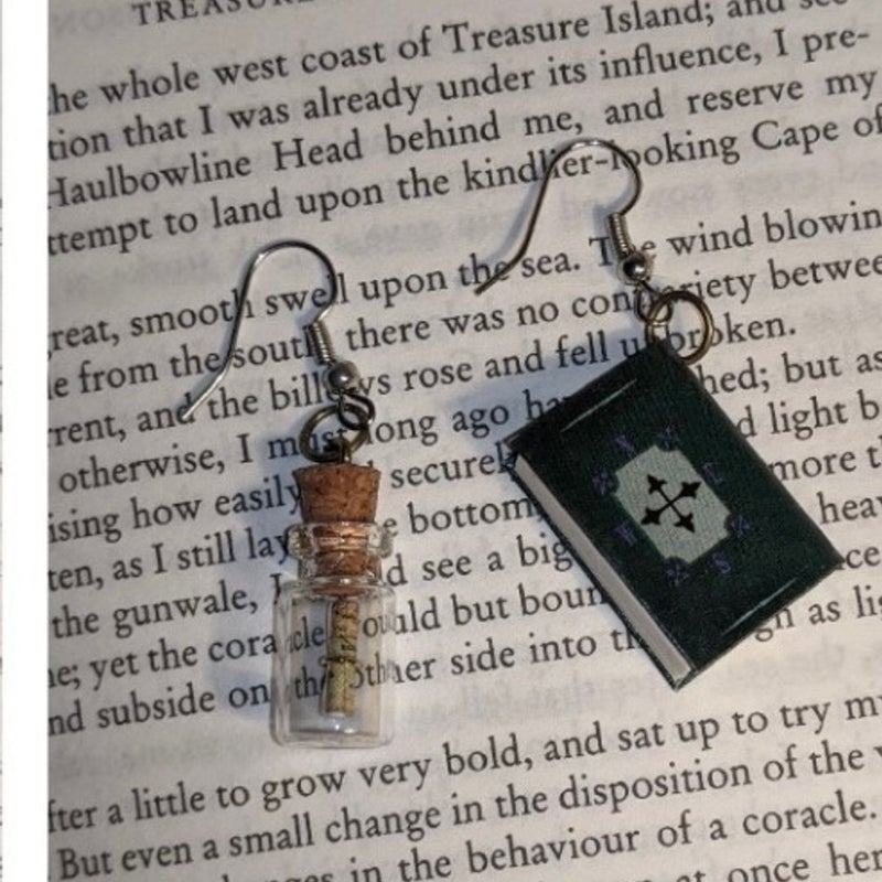 Handmade Treasure Island Book Earrings 