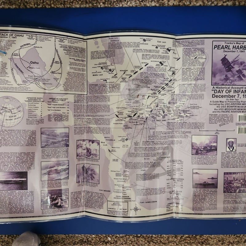 Franko's Laminated Wall Guide Map of PEARL HARBOR