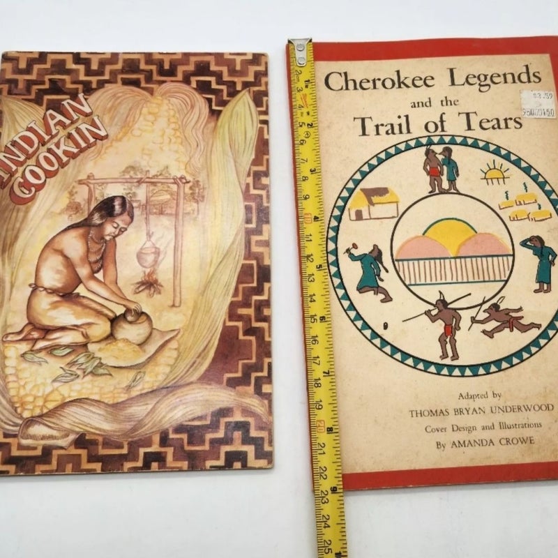 Lot of 2 Native American Paperback Books, Indian Cooking & Cherokee Legends