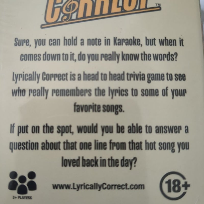 Lyrically Correct Trivia Game 