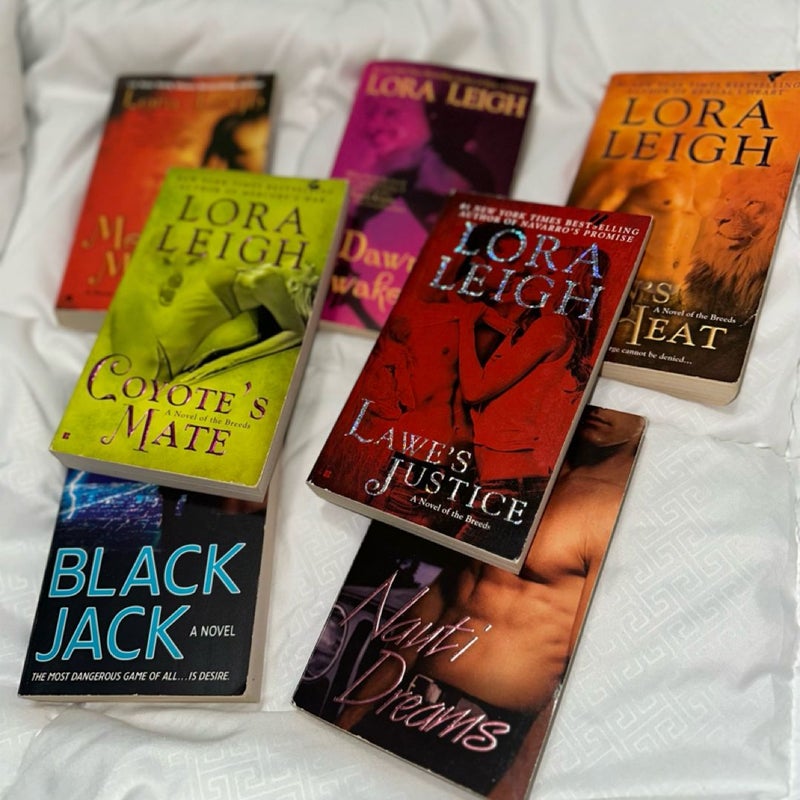 Lora Leigh LOT! Seven books!! Coyote’s Mark, Megan’s Mark, Dawn’s Awakening, Lawe’s Justice, Lion’s Heat, Nauti Dreams, & Black Jack