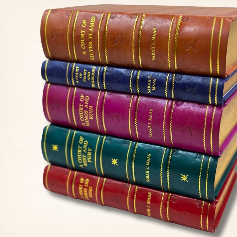 Leather-Bound Book Set: A Court of Thorns and Roses Series by Sarah J. Maas – Includes A Court of Thorns and Roses, A Court of Mist and Fury, A Court of Frost and Starlight, & A Court of Silver Flames