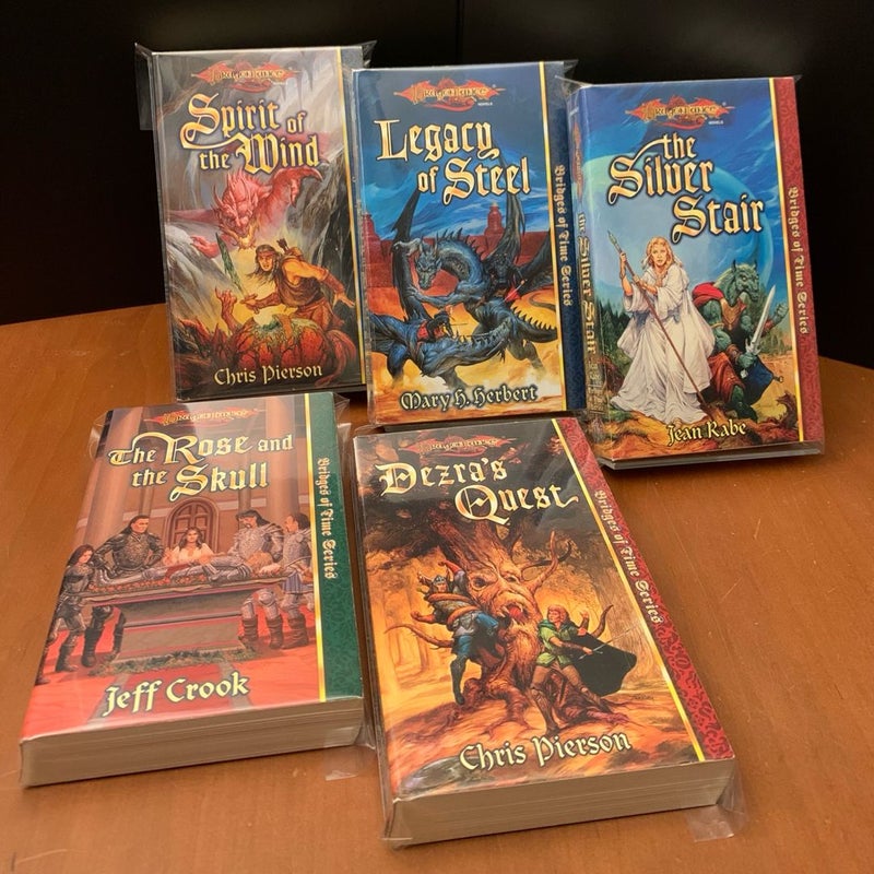 DragonLance: Complete Bridges of Time Series 1-5 Set: Spirit of the Wind, Legacy of Steel, The Silver Stair, The Rose and the Skull, Dezra’s Quest, All First Edition First Printing 