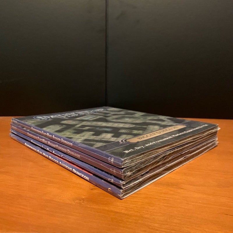 Pathfinder Flip-Mat Lot: Bigger Dungeon, Flooded, Ancient, Caverns, NEW in wrap