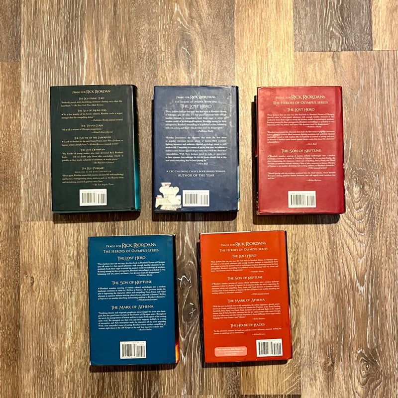 Heroes of Olympus Rick Riordan Complete series 1-5 Hardcover Books First Edition.  