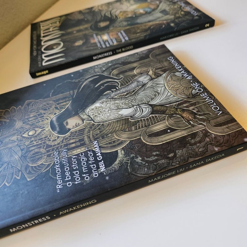 Monstress Volume 1 Double Signed and Monstress Volume 2 graphic novels