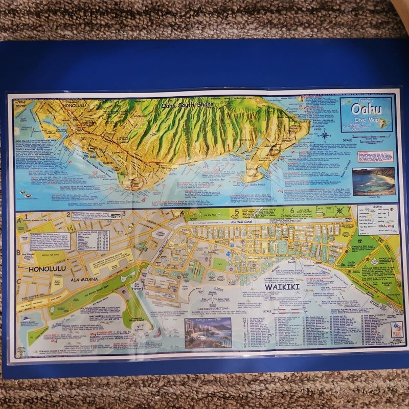 Franko's OAHU Laminated Wall DIVE MAP