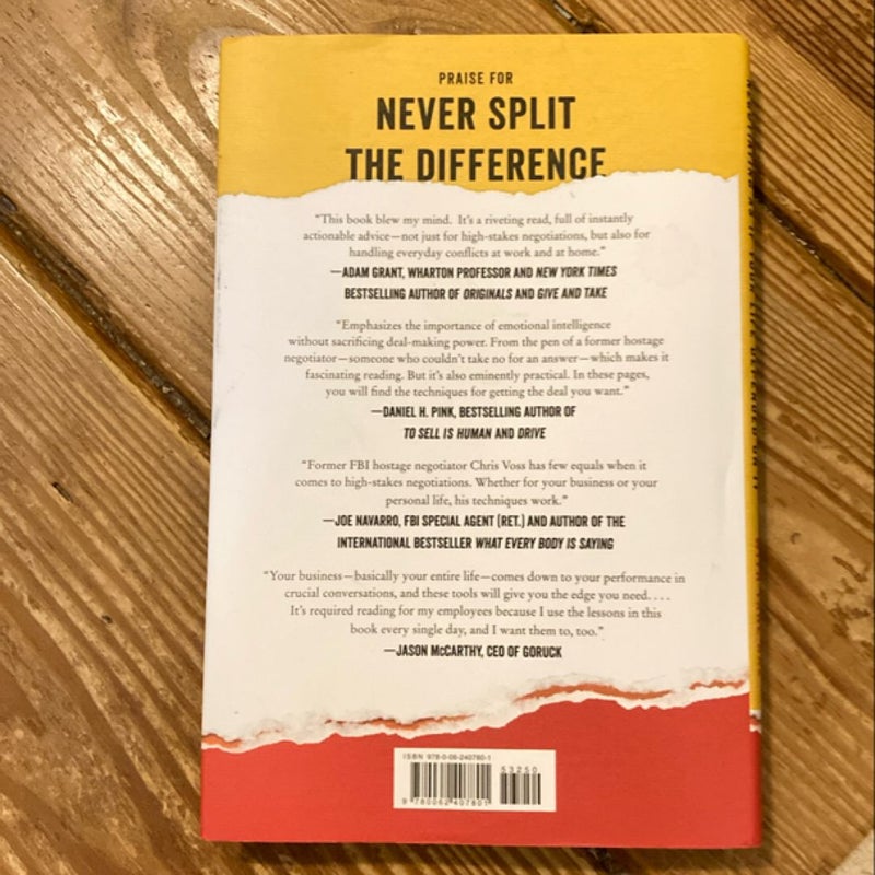 Never Split the Difference by Chris Voss; Tahl Raz, Hardcover 