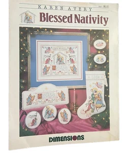 Vtg Dimensions Counted Cross Stitch Blessed Nativity 8 Pages #161