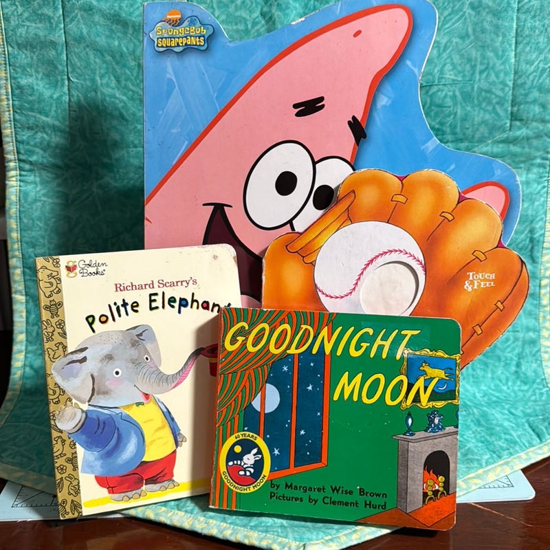 Goodnight Moon; Polite Elephant; I See Baseball; SpongeBob SquarePants 