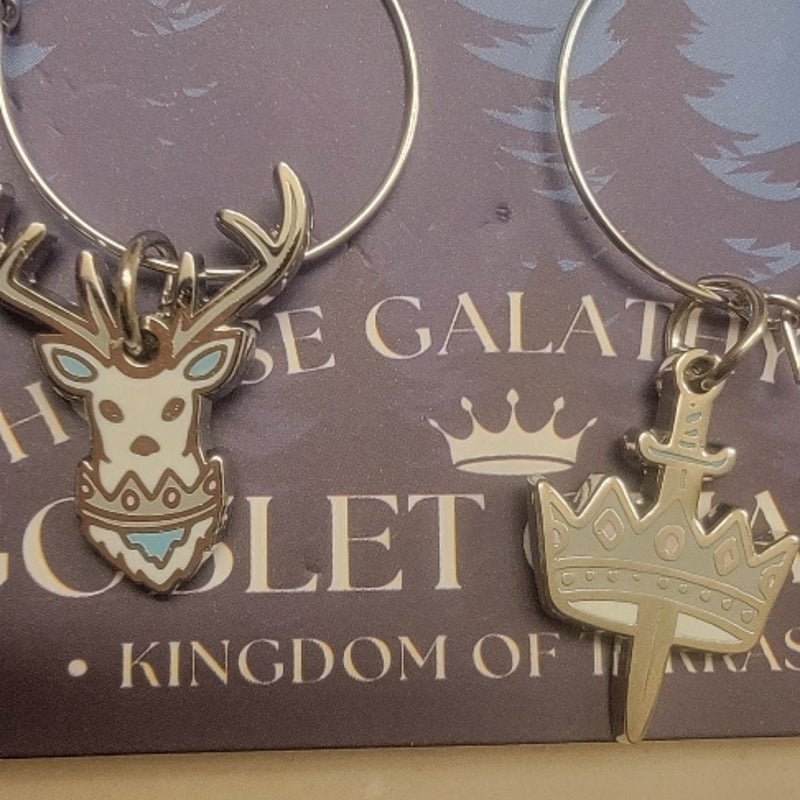 Goblet charms inspired by the throne of glass series