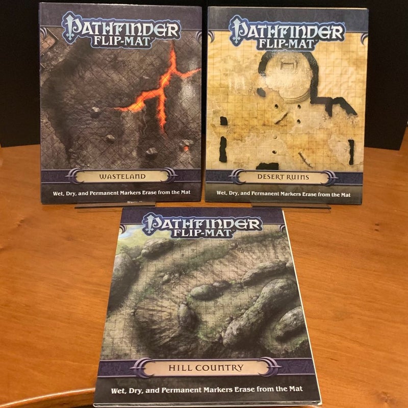 Pathfinder Flip-Mat Lot: Wasteland, Desert Ruins, Hill Country, Open VG