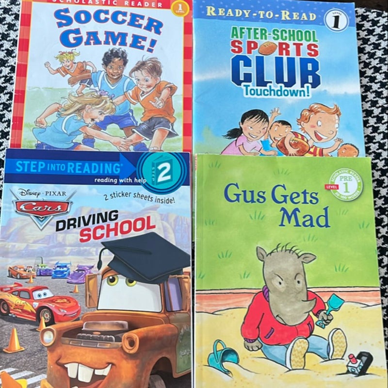 Easy Reader bundle: Soccer Game!, After-School Sports Club Touchdown!, Gus Gets Mad, Cars Driving School