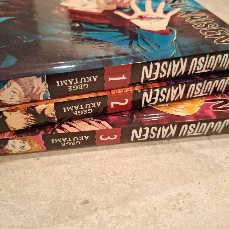 Jujutsu Kaisen, Vol. 1 Vol.2 and Vol. 3. Set of Three JJK books. Lot of three. 