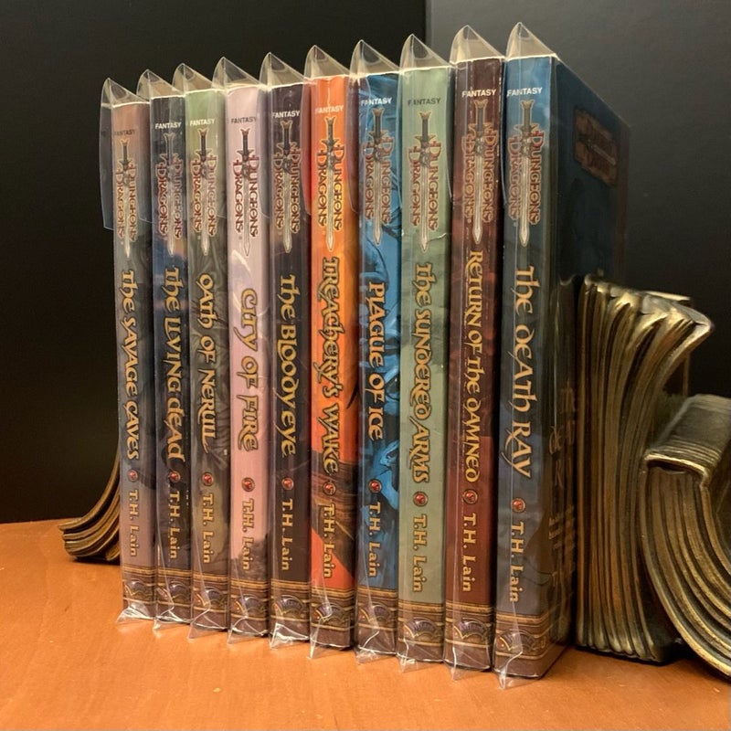 Complete First Edition Iconic Core Dungeons & Dragons Novel Series 1-10: The Savage Caves, The Living Dead, Oath of Nerull, City of Fire, The Bloody Eye, Treachery’s Wake, Plague of Ice, The Sundered Arms, Return of the Damned, The Death Ray