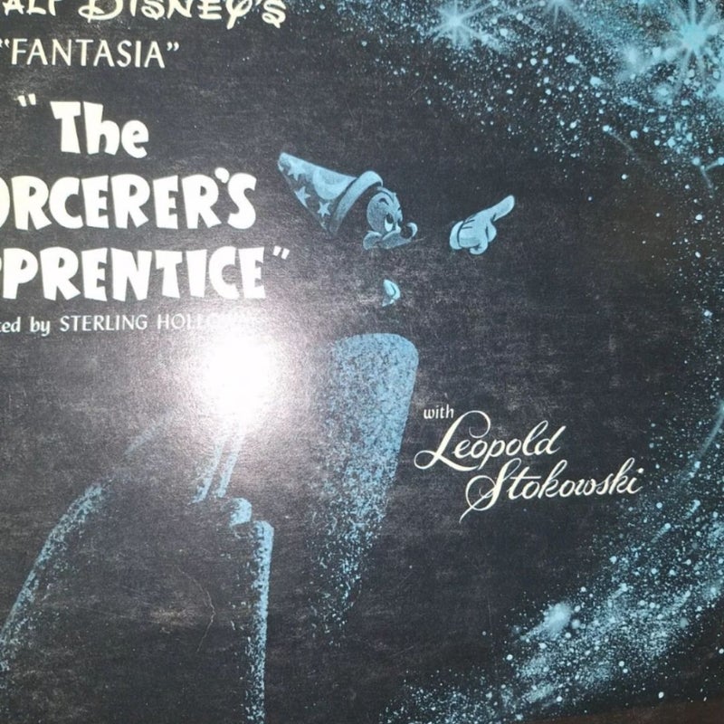 Walt Disney's Masterpiece Fantasia VHS and The Sorcerer's Apprentice Fantasia soundtrack on 12-inch vinyl record