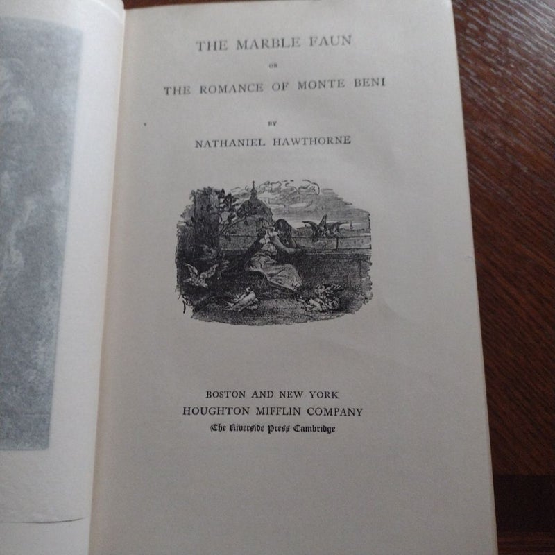 1883 BOOK THE MARBLE FAUN OR THE ROMANCE OF MONTE BENI