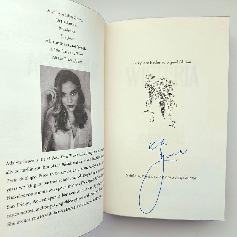 NEW Wisteria SIGNED by Adalyn Grace Fairyloot Special Edition Belladonna Series