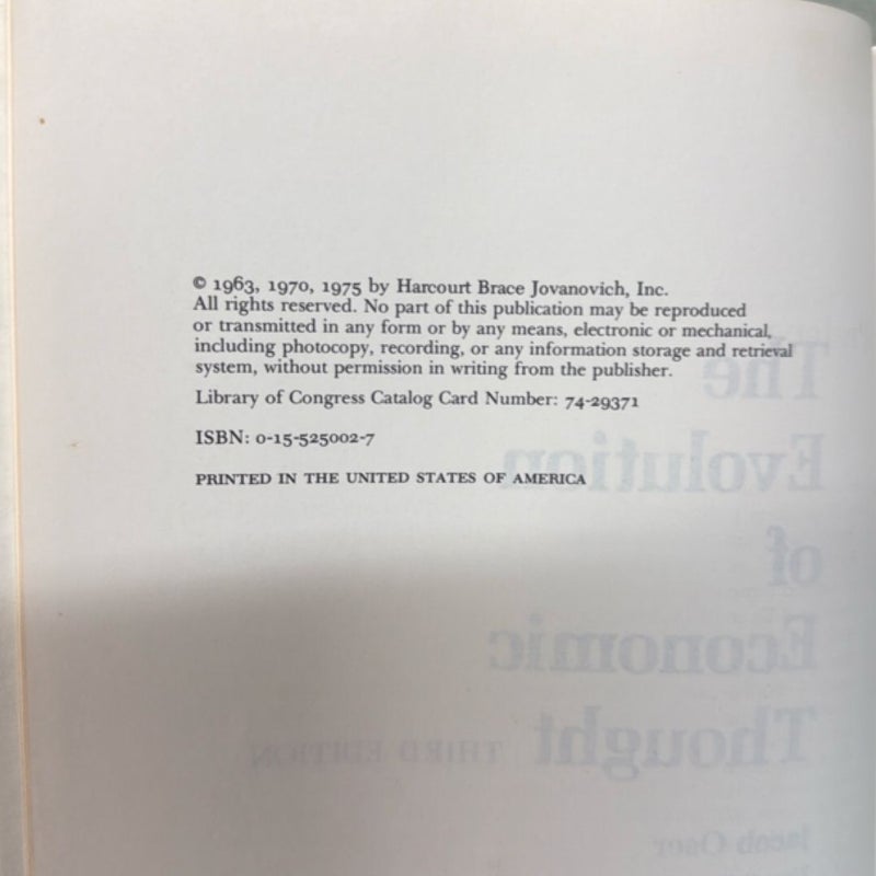 Evolution of Economic Thought