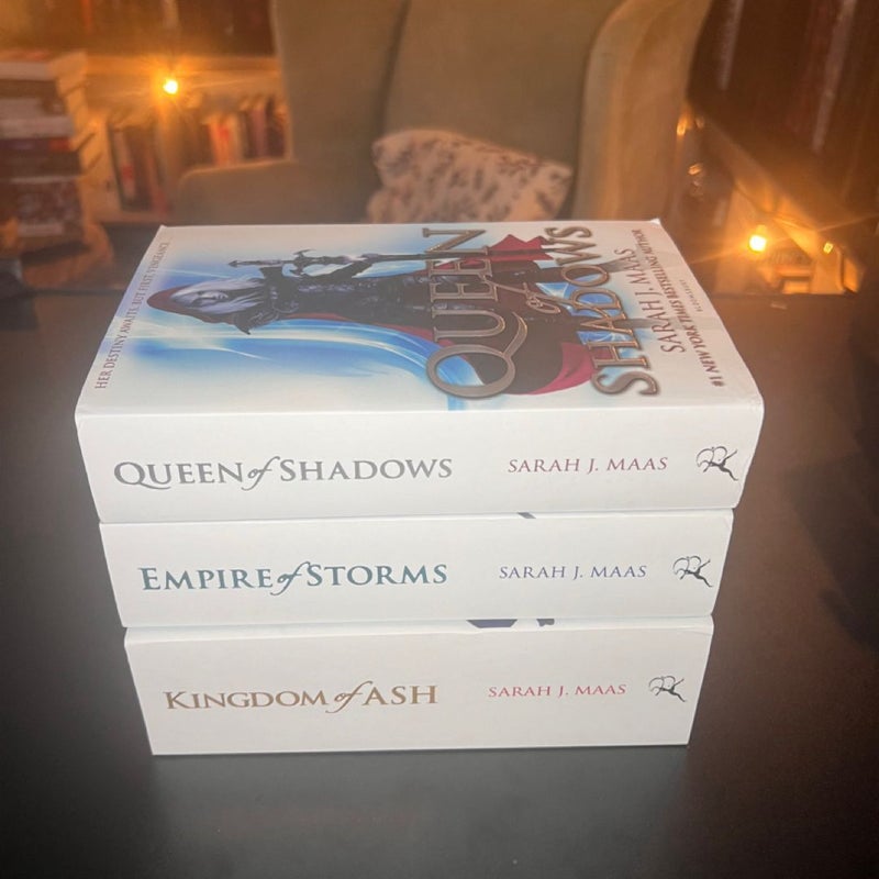 Empire of Storms, Queen of Shadows, and Kingdom of Ash