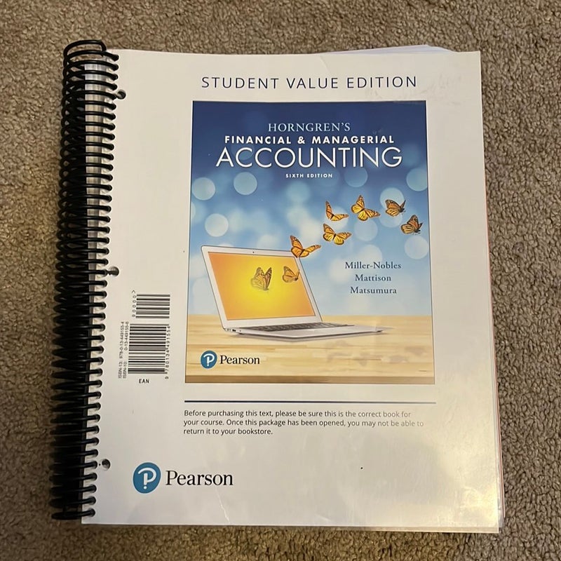 Horngren's Financial and Managerial Accounting, Student Value Edition