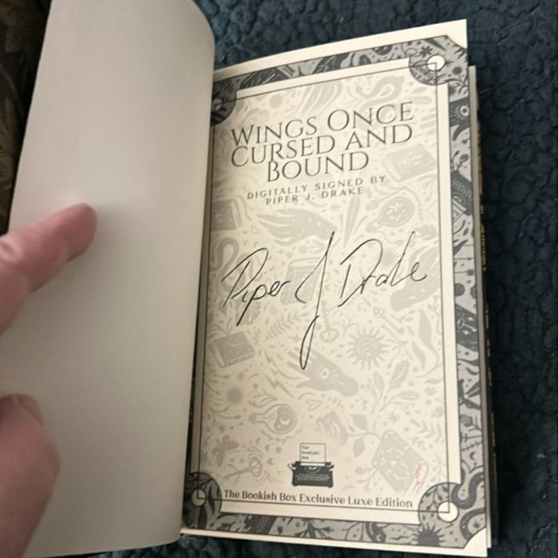 Wings once cursed and Bound *signed* special edition book and zippered storage cloth bag