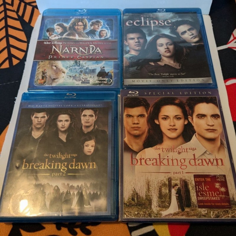 Bluray Lot 4 Twilight Eclipse Breaking Dawn 1 & 2 Narnia Lion Witch And Wardrobe