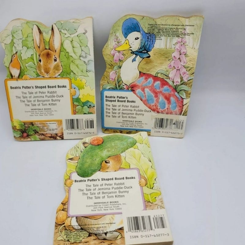 Beatrix Pottter Board Books Lot 3 Benjamin Bunny Peter Rabbit Jemima Duck 1988
