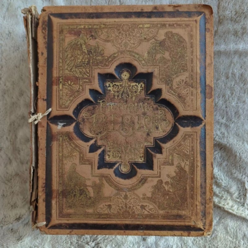 Pictorial BIBLE  1881 Leather HC Parallel Bible Dictionary Cities Of Bible As Is
