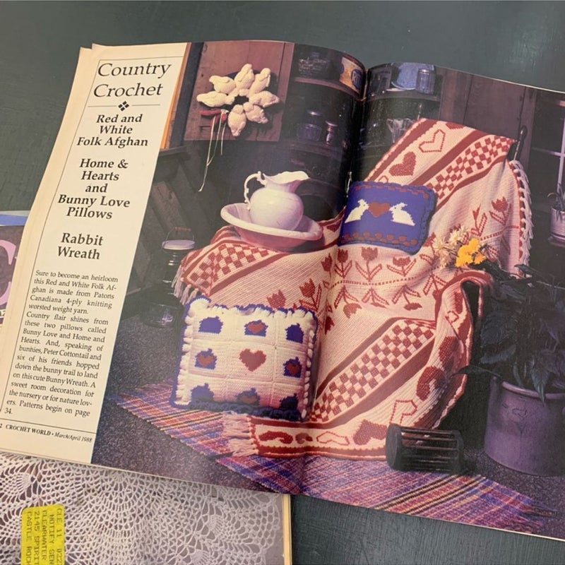 4 Vintage Crochet World Magazines from 1988