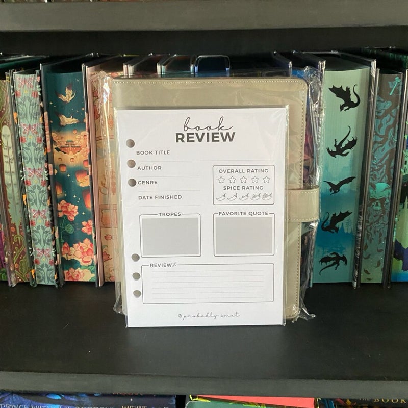 Probably Smut Book Box - Book Journal and Book Review Pages 