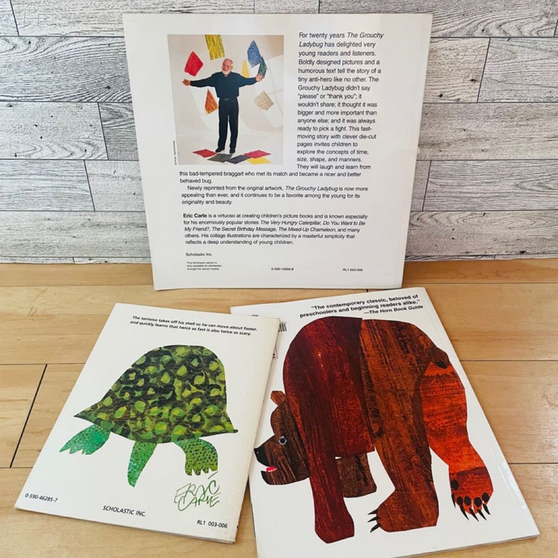 Eric Carle Bundle-Lot of 3; Brown Bear Brown Bear What Do You See, The Foolish Tortoise, The Grouchy Ladybug 