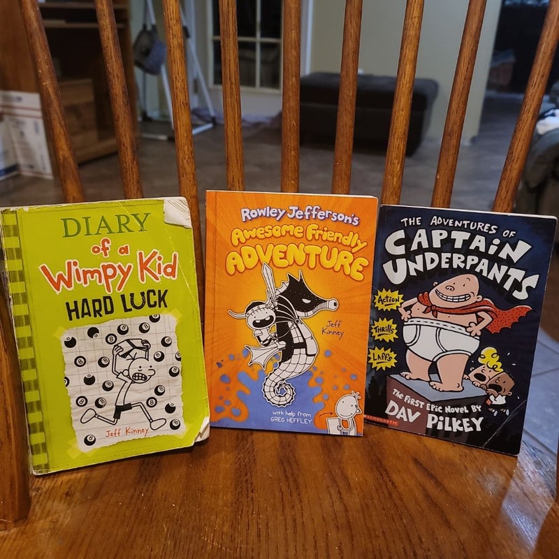 *CLEARANCE* BUNDLE - 1) Diary Of A Wimpy Kid, Hard Luck 2) Rowley Jefferson's Awesome Friendly Adventure 3) The Adventure Of Captain Underpants [Jeff Kinney, Dav Pilkey]