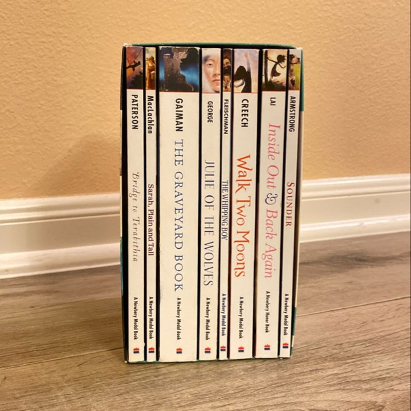 Newbery Award Classic 8 Book Collection (Bridge to Terabithia, Sarah Plain and Tall, The Graveyard Book, Julie of the Wolves, The Whipping Boy, Walk Two Moons, Inside Out & Back Again, Sounder)