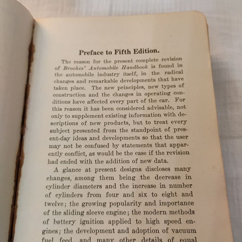 Brookes Automobile Handbook L Elliot Brookes 1916 Leather Illustrated 5th Ed