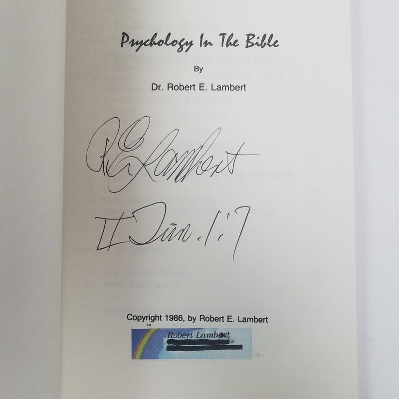 Psychology in the Bible (1986, SIGNED by the Author)