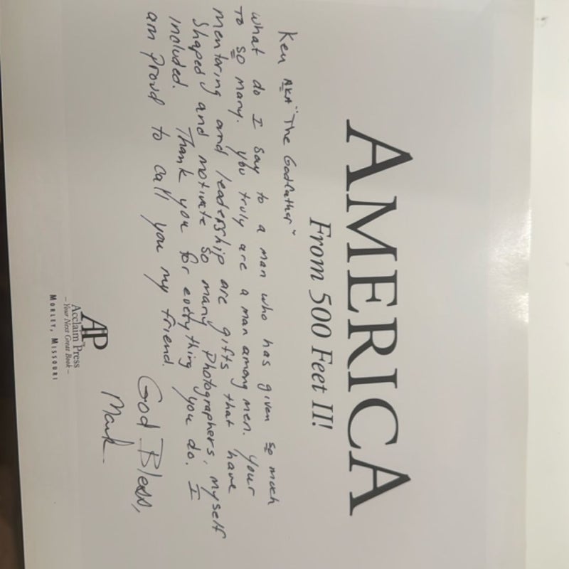 SIGNED BOOK America from 500 Feet II for KENNETH "KEN" HACKMAN