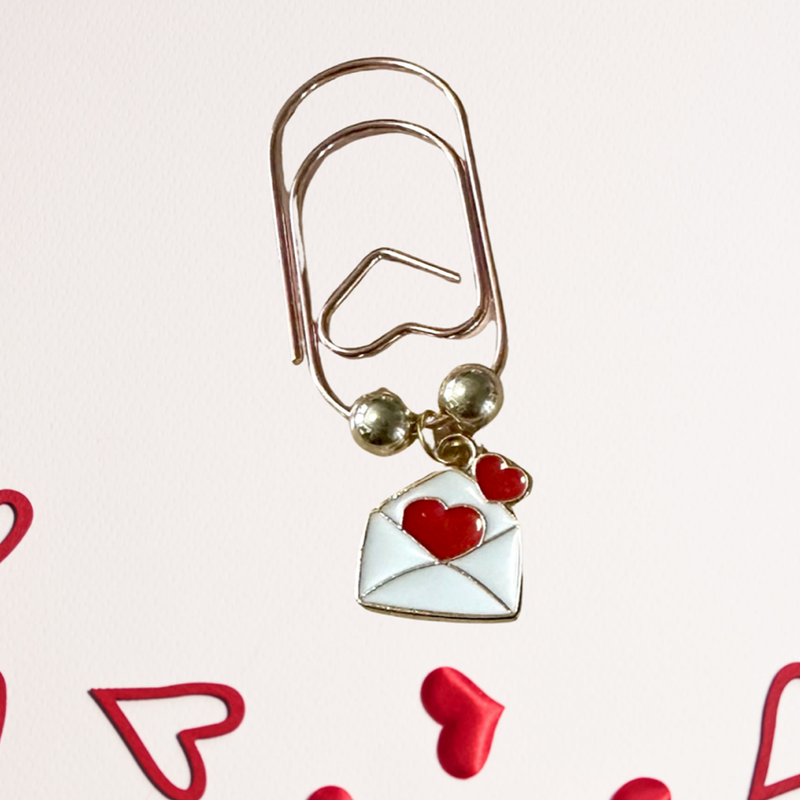 Romance love letter paperclip and bookmark