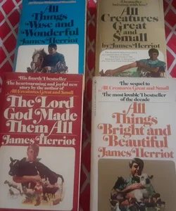 4 All Creatures Great and Small series book lot: All Things Bright and Beautiful,  All Things Wise and Wonderful,  The Lord God Made Them All 